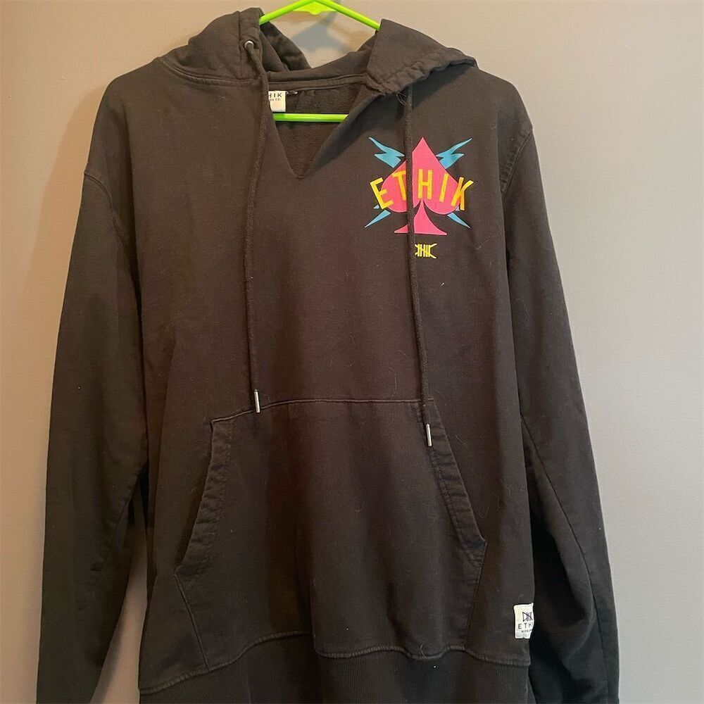 Ethik Men's XL Black Hoodie "Only The Strong Survive" Pullover